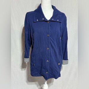 Karen Scott Blue Jacket with Collared Neckline Size Large